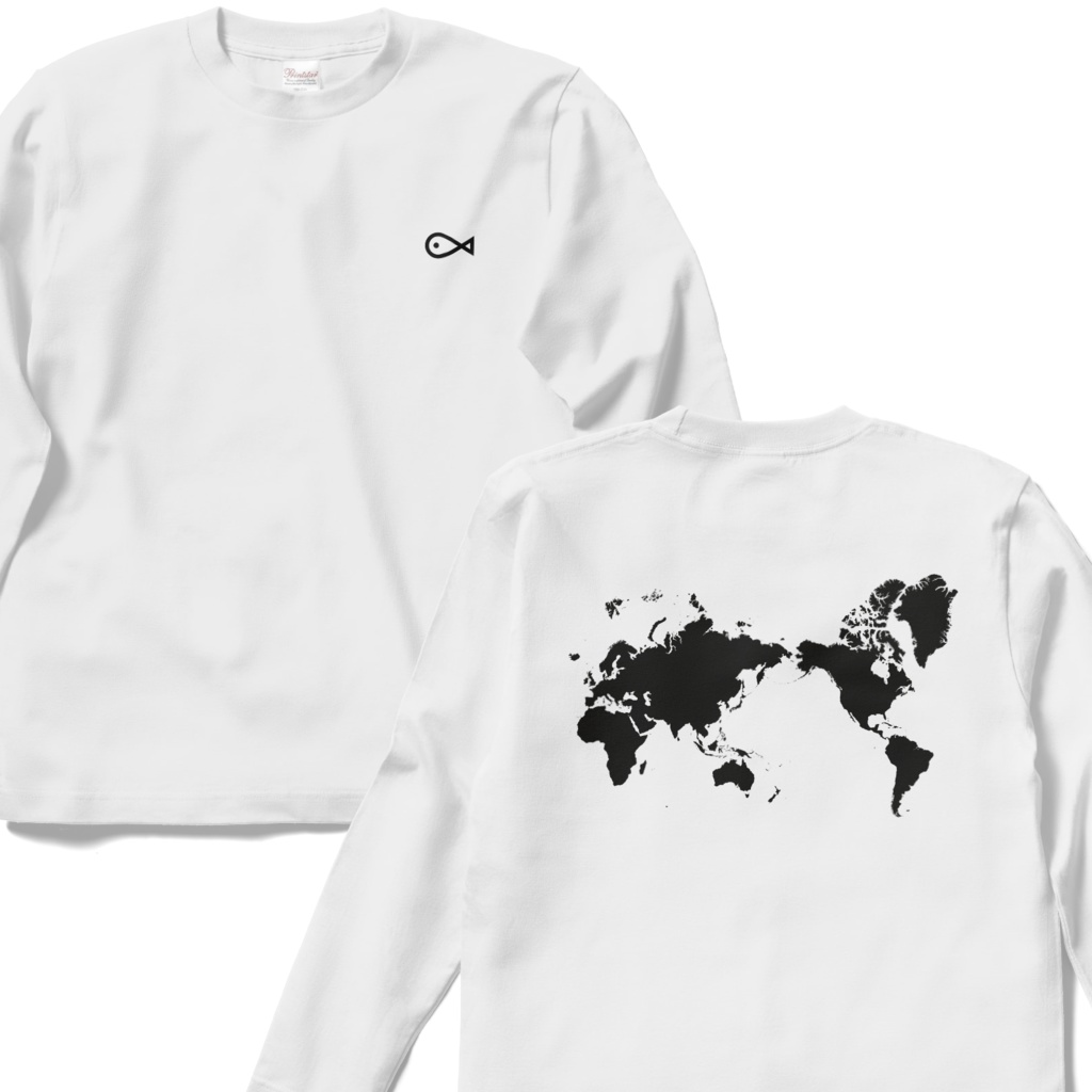 Tシャツ おさかな&世界地図（長袖）