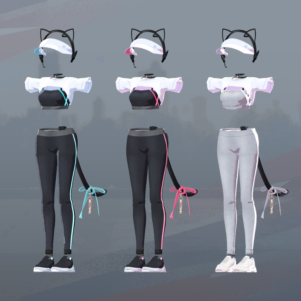 ネコ・スポーツウェア (8Avatars)【3Dモデル】