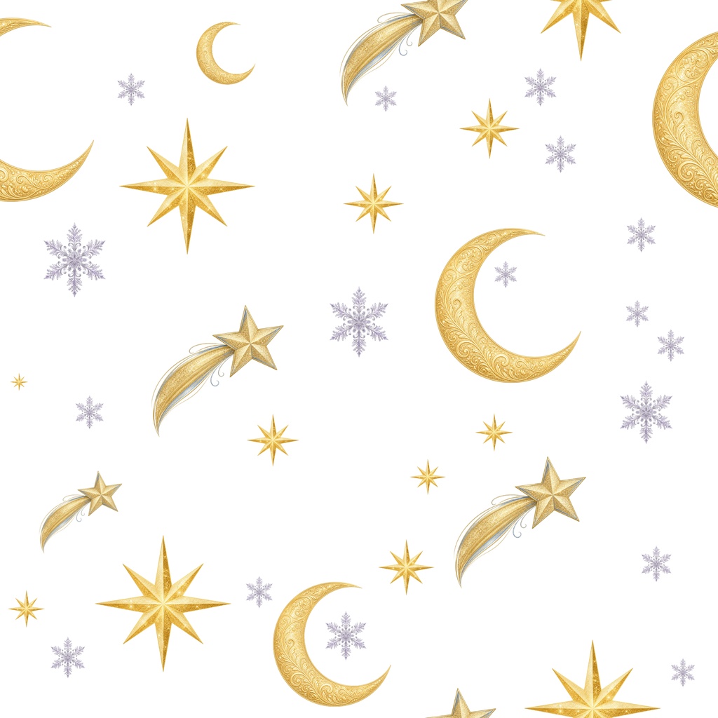 クリスマス デジタルペーパー 月と星のきらめき3枚セット|幻想的・大人かわいい・PNG