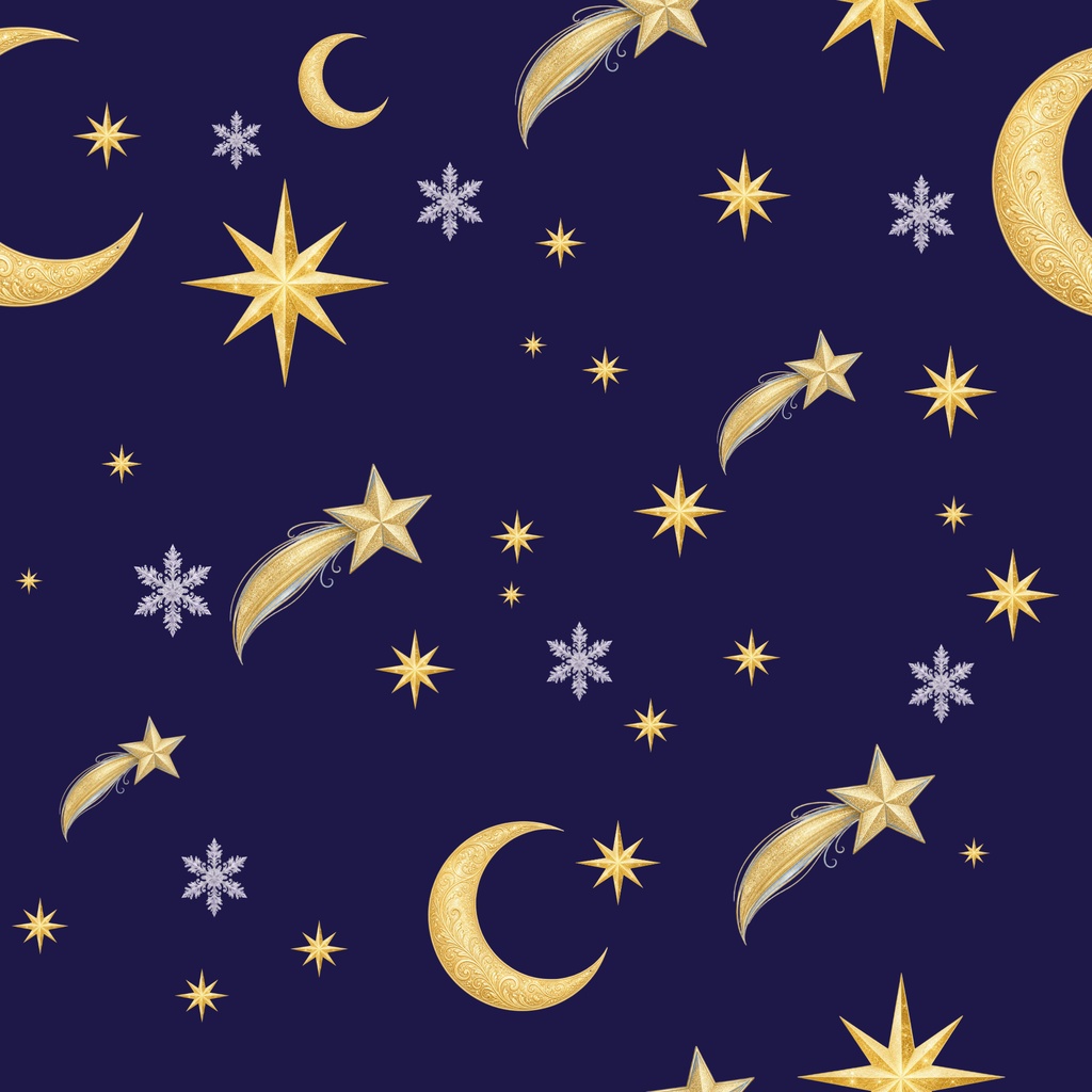 クリスマス　デジタルペーパー　月と星のきらめき3枚セット｜幻想的・大人かわいい・PNG