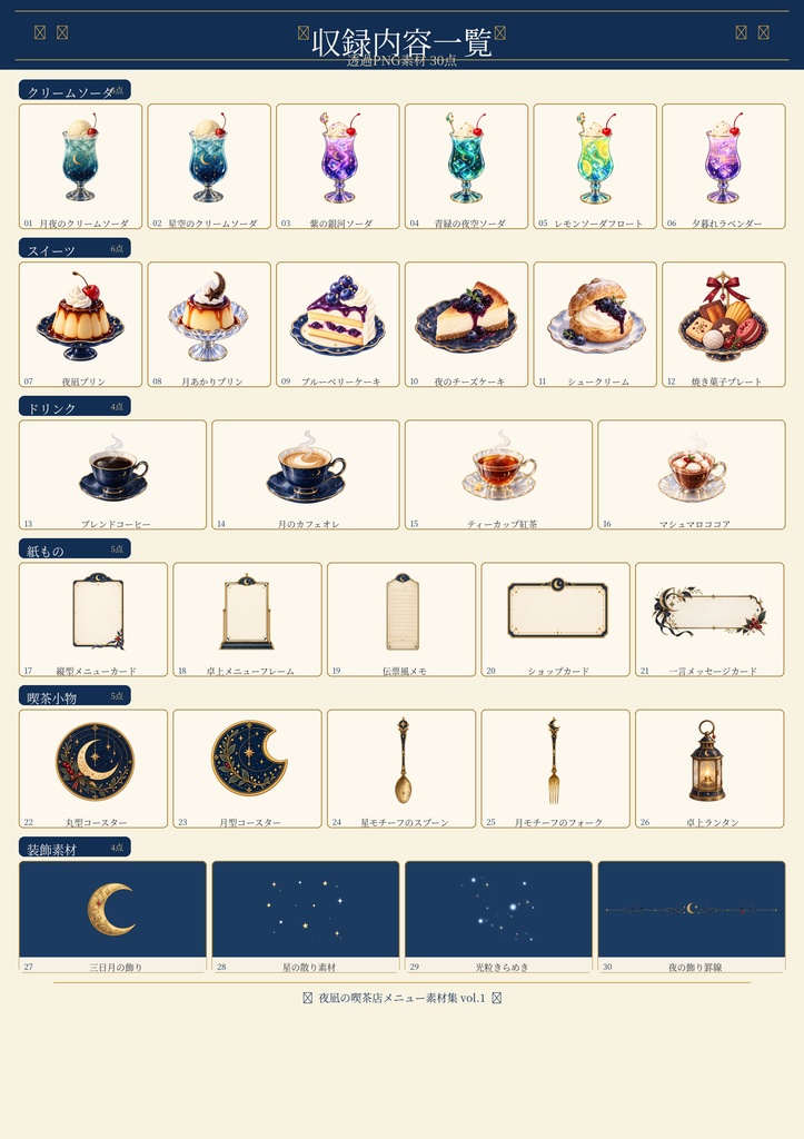 夜凪の喫茶店メニュー素材集 vol.1