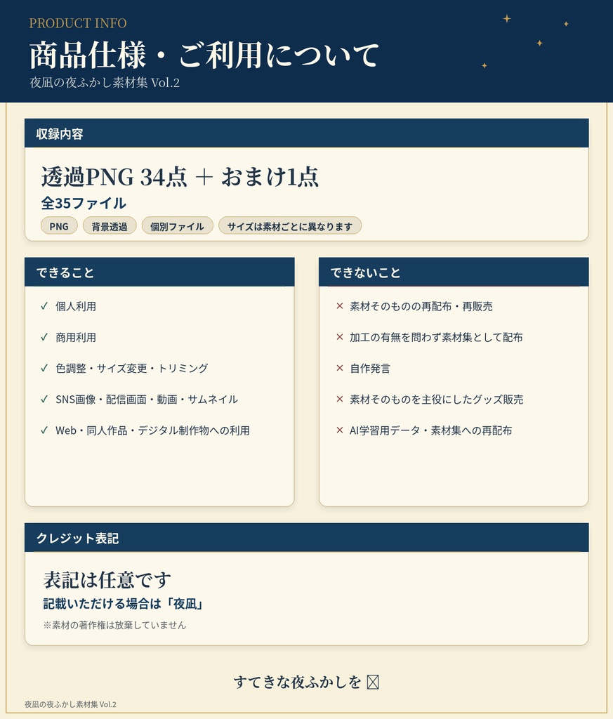 夜凪の夜ふかし素材集 Vol.2|透過PNG 34点+おまけ1点