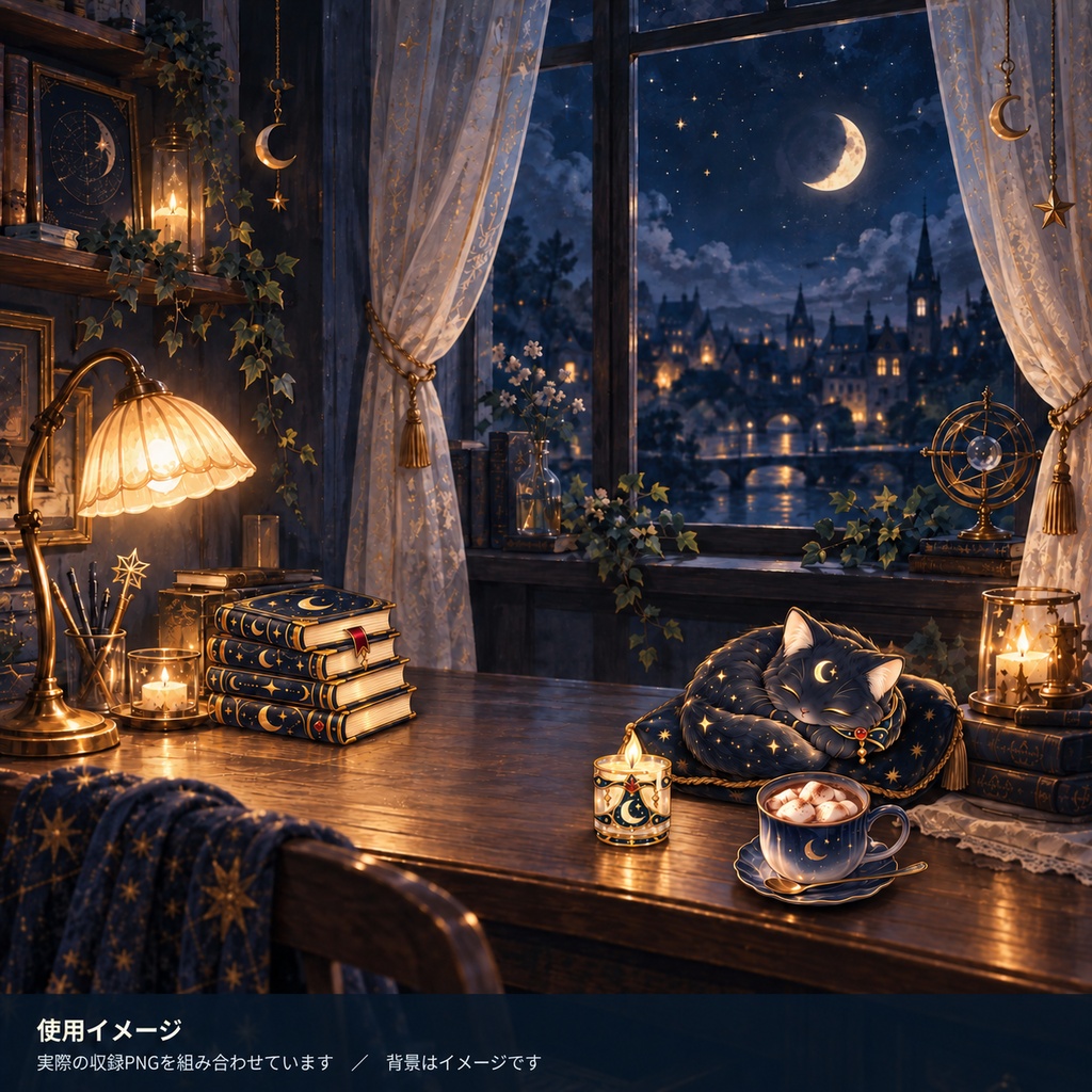 夜凪の夜ふかし素材集 Vol.2|透過PNG 34点+おまけ1点