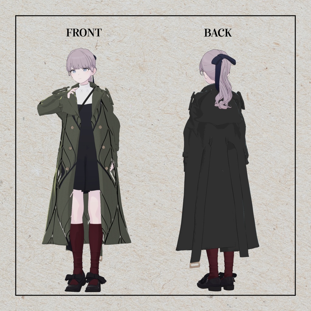 +Head / Lapwing対応衣装モデル Oversized Trench Coat