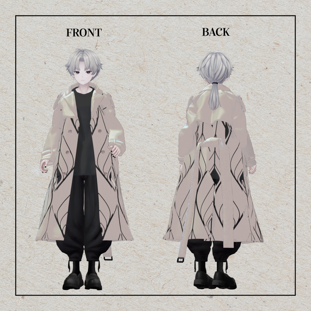 +Head / Lapwing対応衣装モデル Oversized Trench Coat