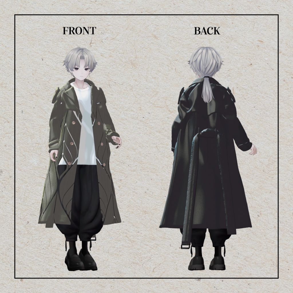 +Head / Lapwing対応衣装モデル Oversized Trench Coat