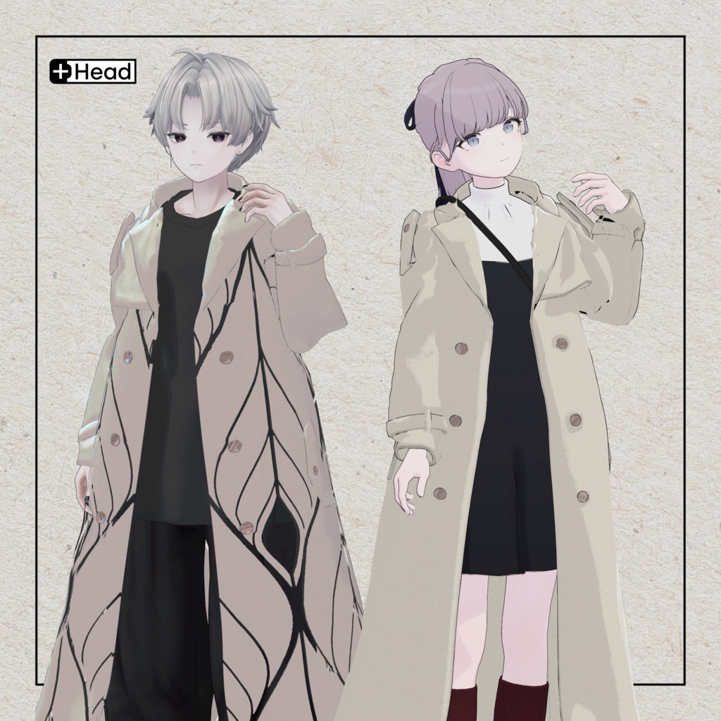 +Head / Lapwing対応衣装モデル Oversized Trench Coat