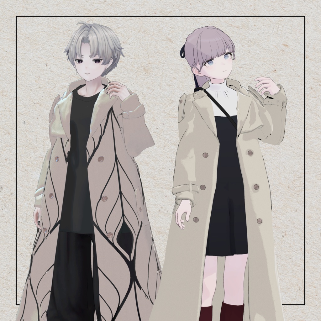 +Head / Lapwing対応衣装モデル Oversized Trench Coat
