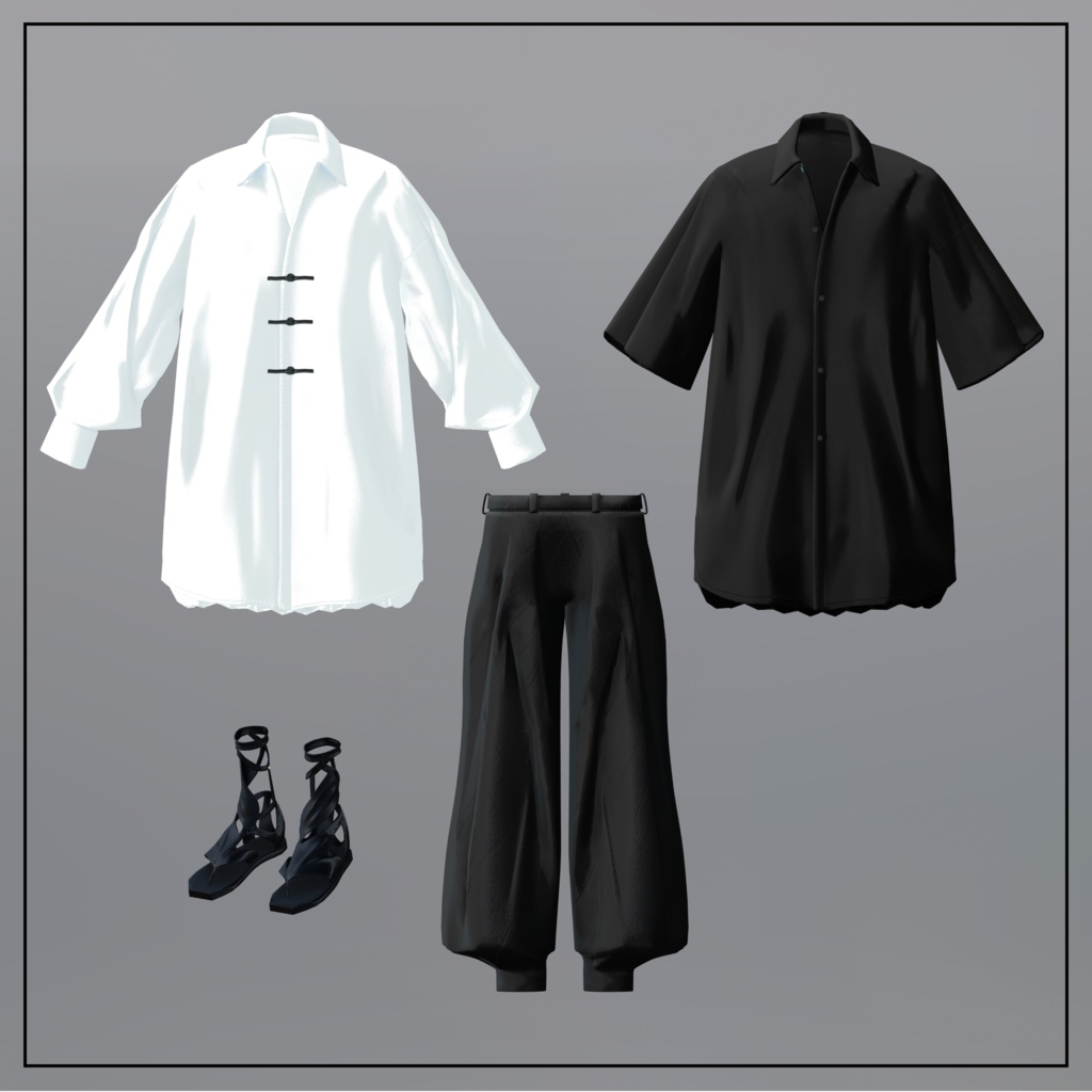 +Head対応衣装モデル Pleated Over Shirt