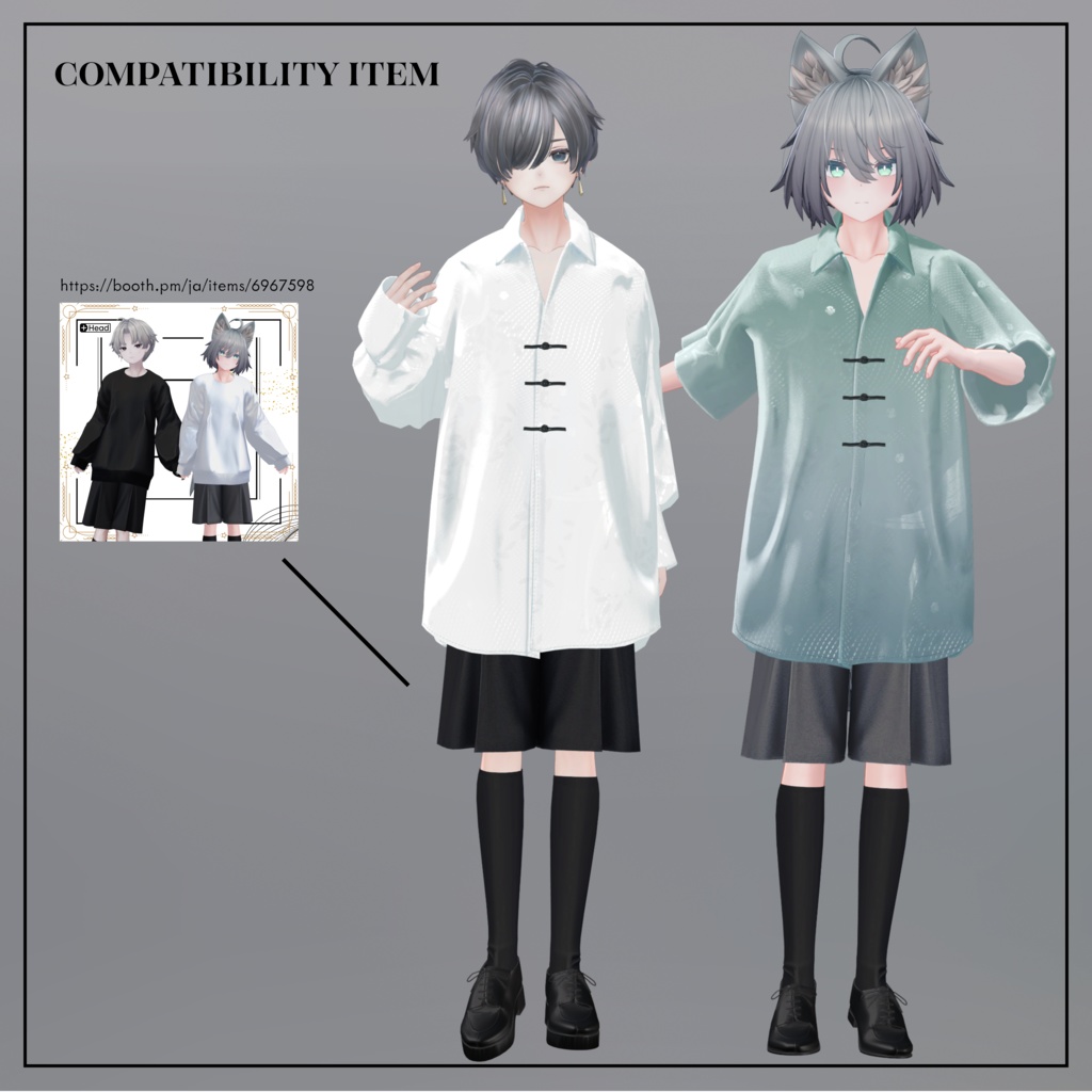 +Head対応衣装モデル Pleated Over Shirt