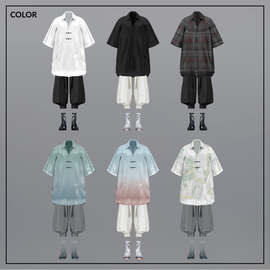 +Head/泣夜/獏 対応衣装モデル Pleated Over Shirt