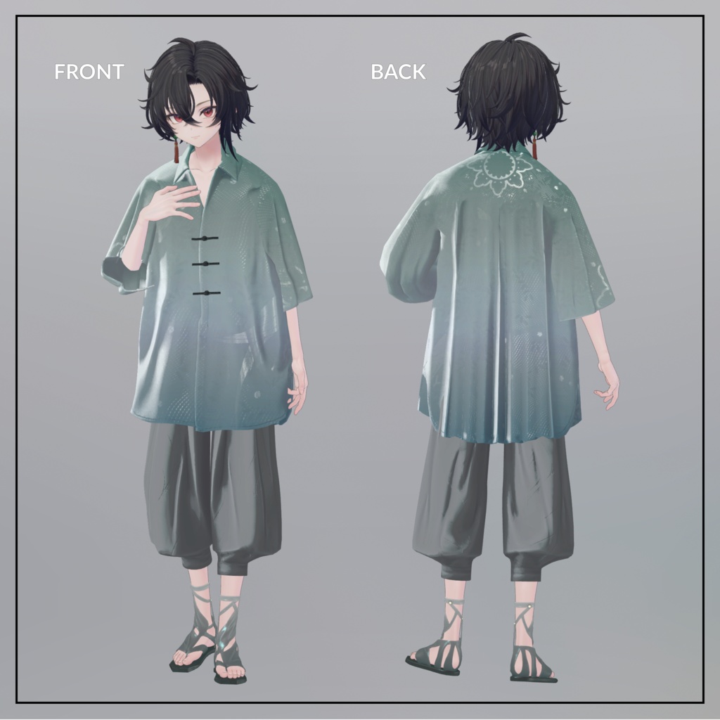 +Head対応衣装モデル Pleated Over Shirt