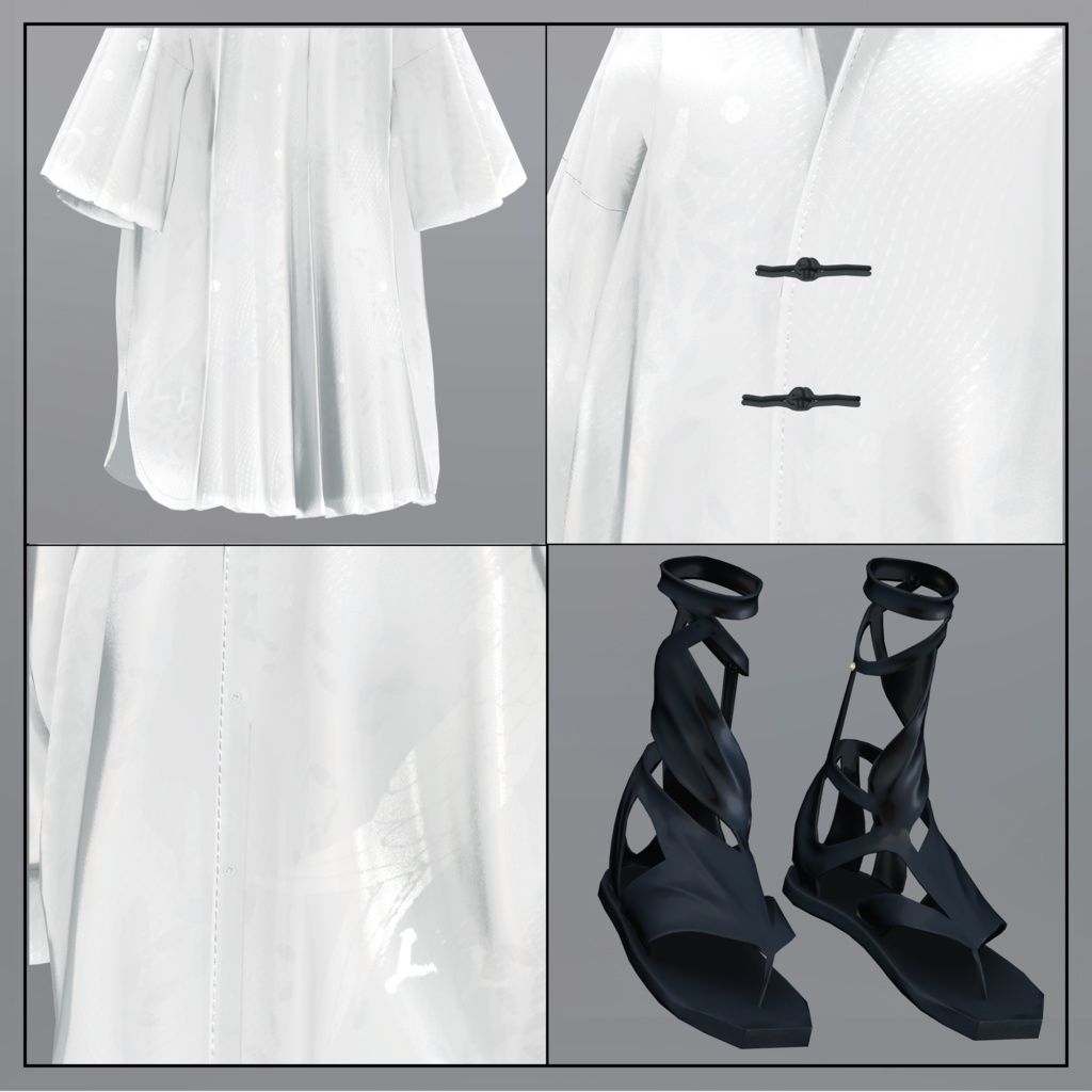 +Head/泣夜/獏 対応衣装モデル Pleated Over Shirt