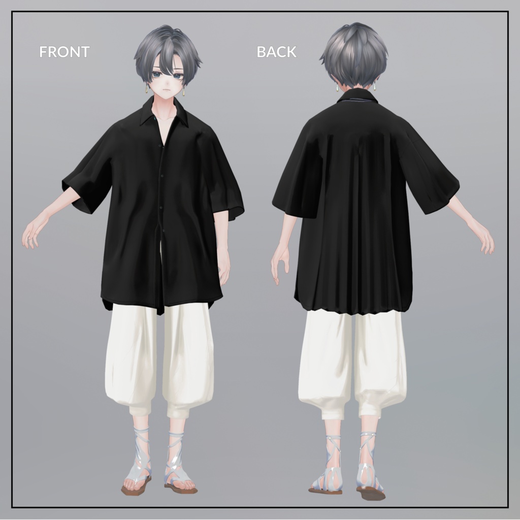 +Head対応衣装モデル Pleated Over Shirt