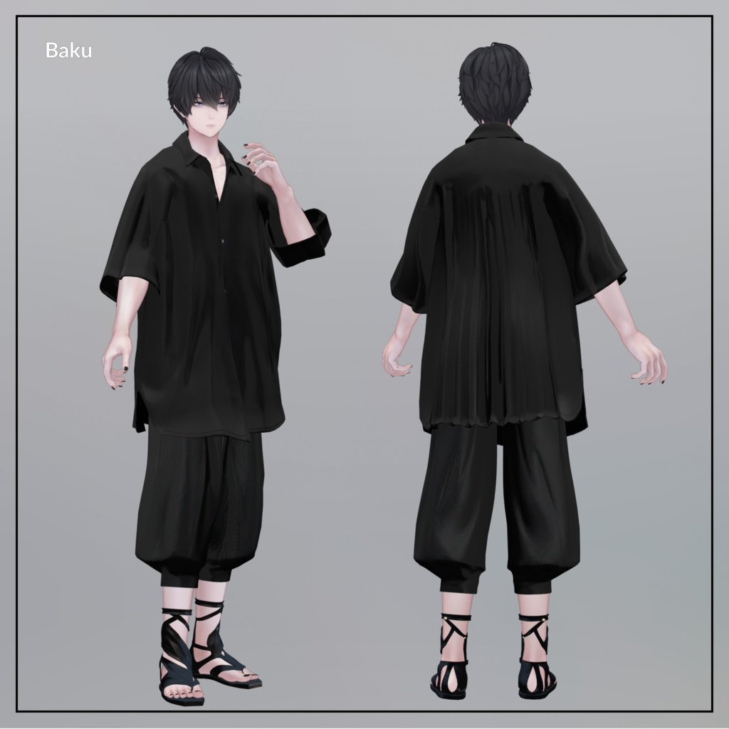 +Head/泣夜/獏 対応衣装モデル Pleated Over Shirt