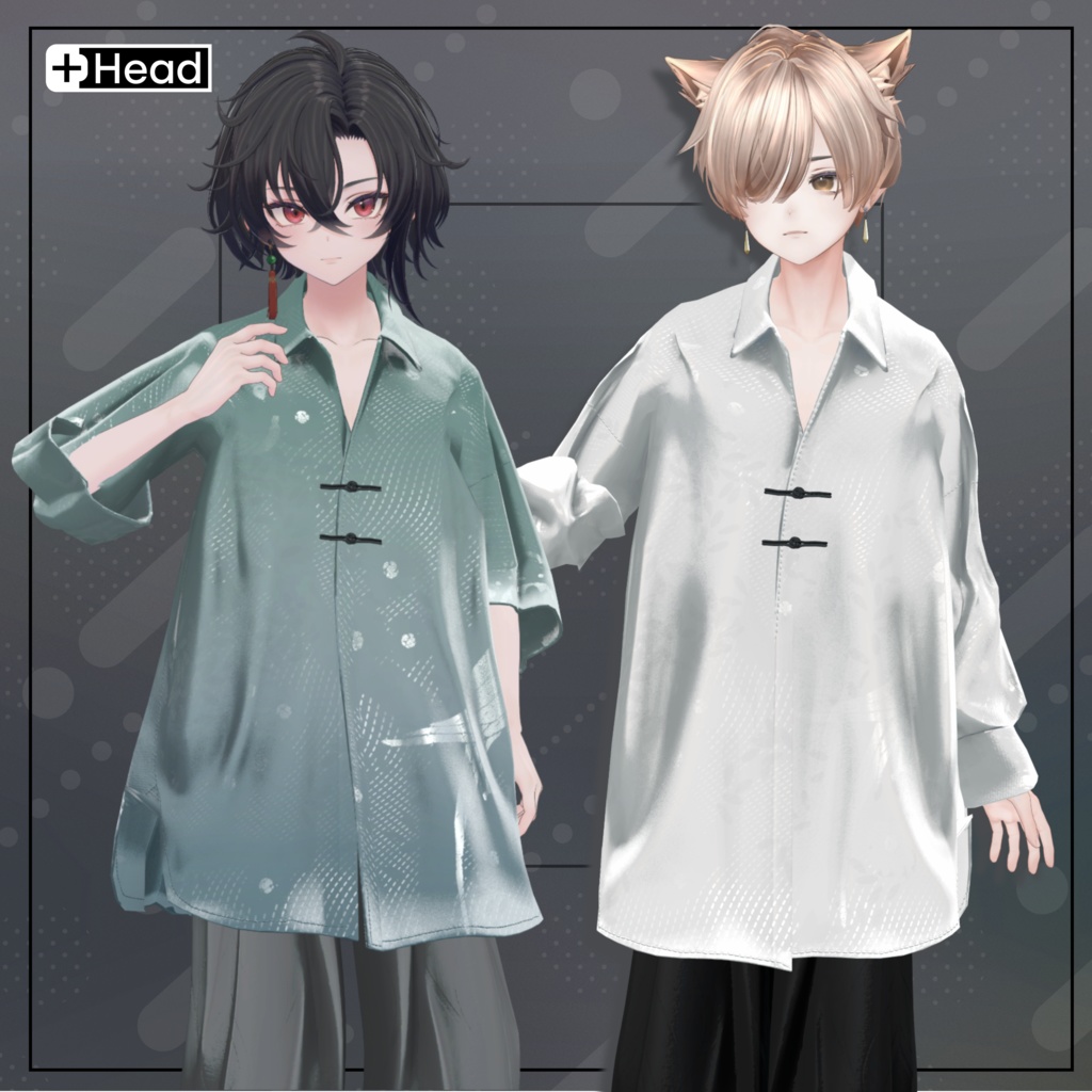 +Head/泣夜/獏 対応衣装モデル Pleated Over Shirt