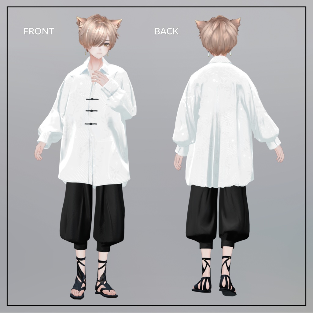 +Head対応衣装モデル Pleated Over Shirt