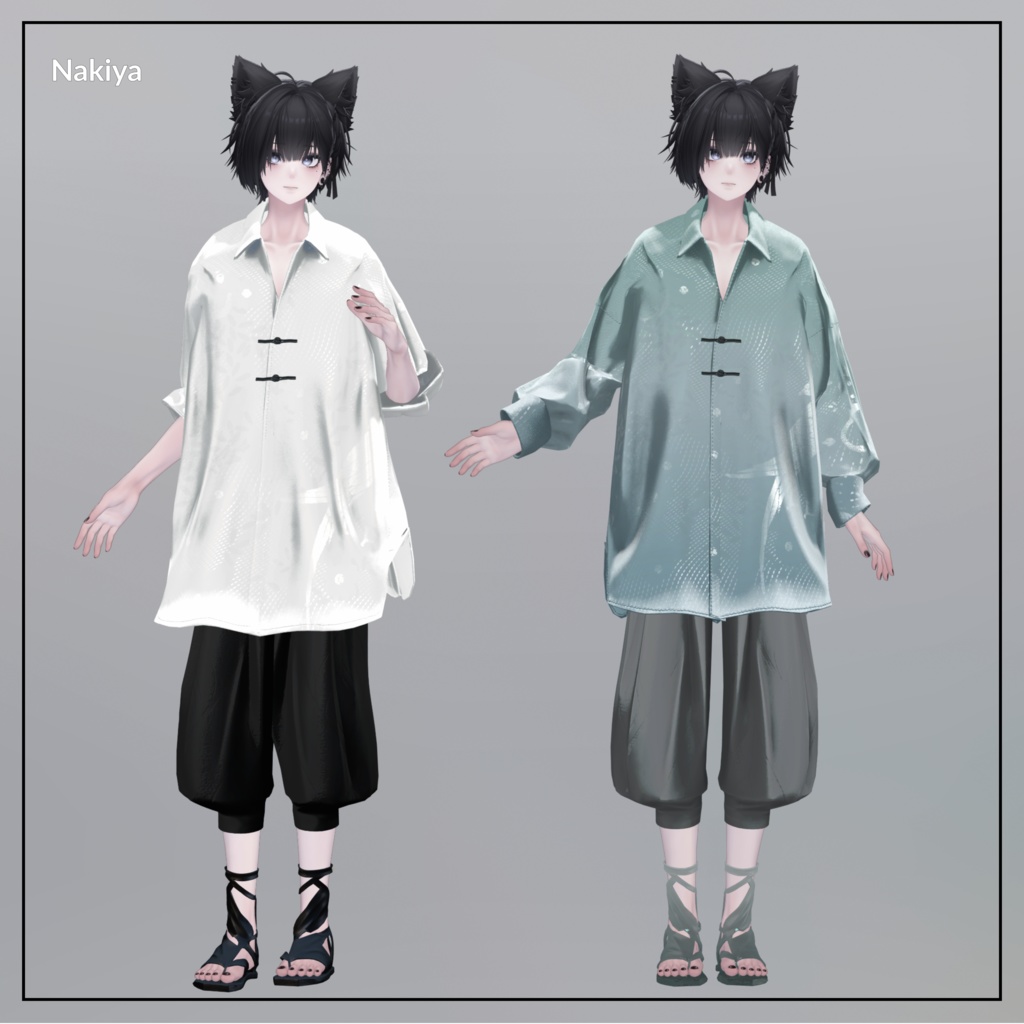 +Head/泣夜/獏 対応衣装モデル Pleated Over Shirt