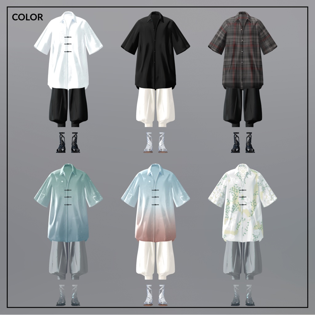 +Head対応衣装モデル Pleated Over Shirt