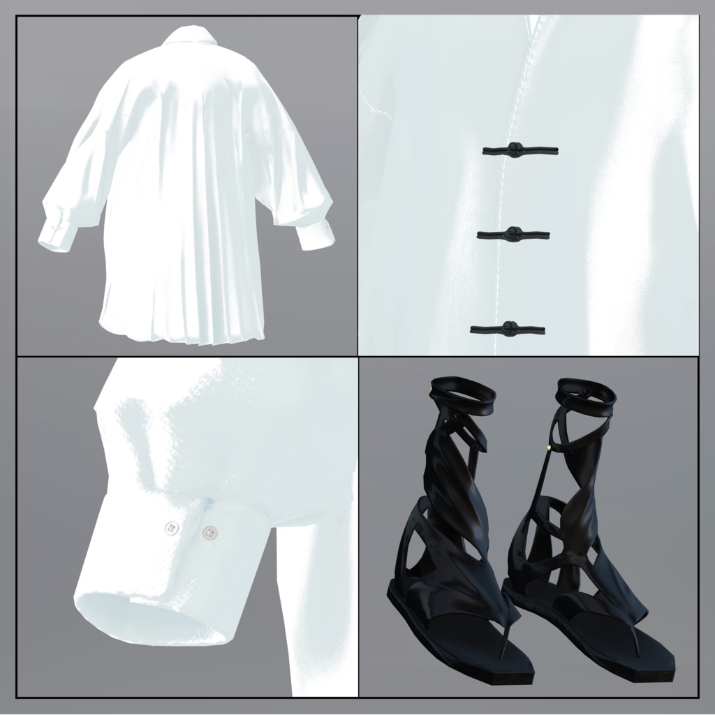 +Head対応衣装モデル Pleated Over Shirt