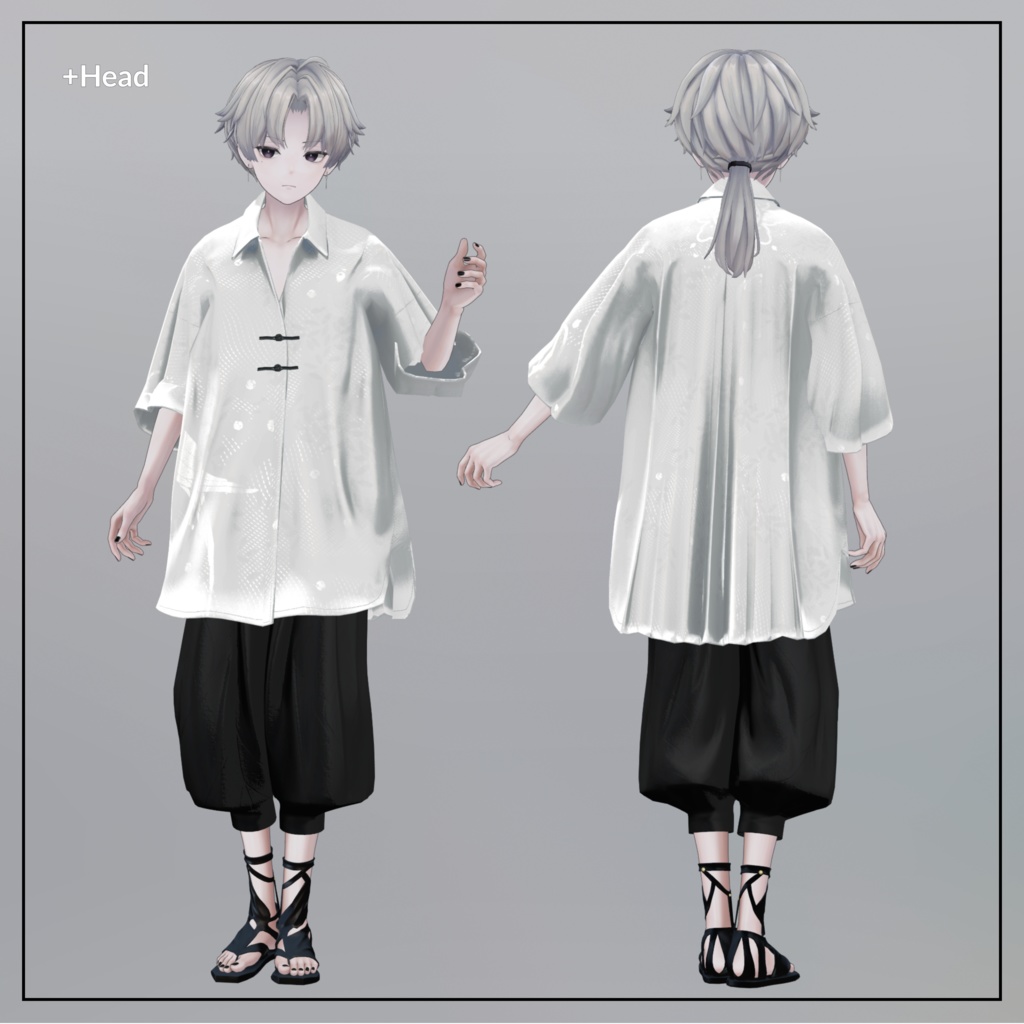 +Head/泣夜/獏 対応衣装モデル Pleated Over Shirt
