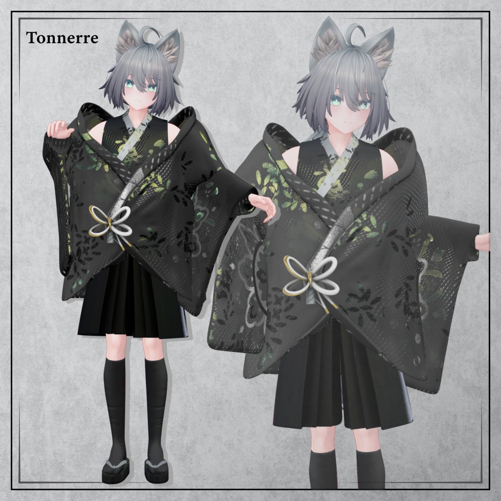 +Head対応衣装モデル Drop Shoulder Kimono Jacket