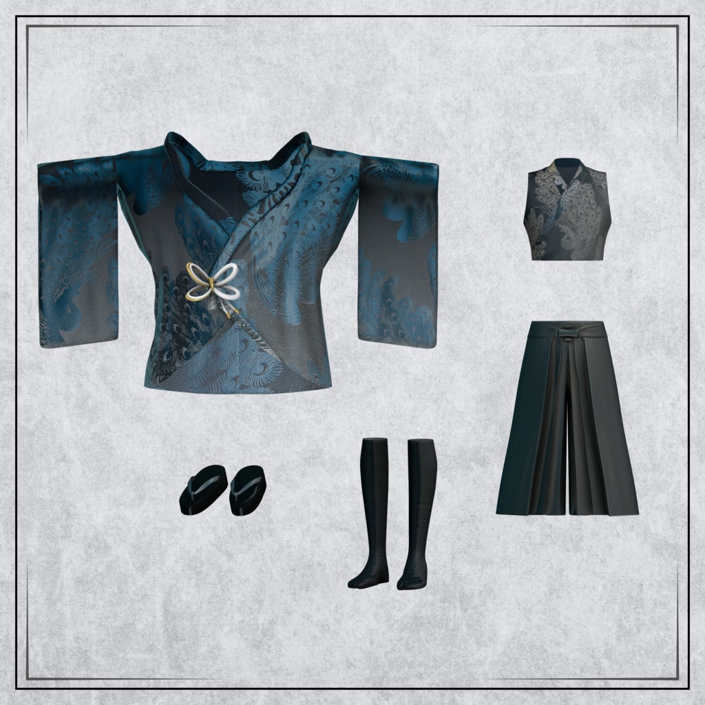 +Head対応衣装モデル Drop Shoulder Kimono Jacket