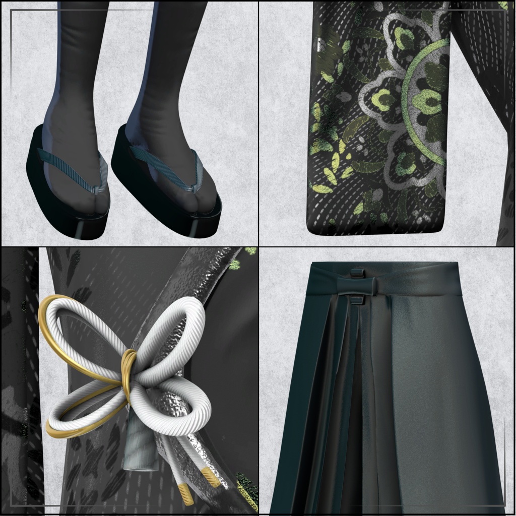 +Head対応衣装モデル Drop Shoulder Kimono Jacket