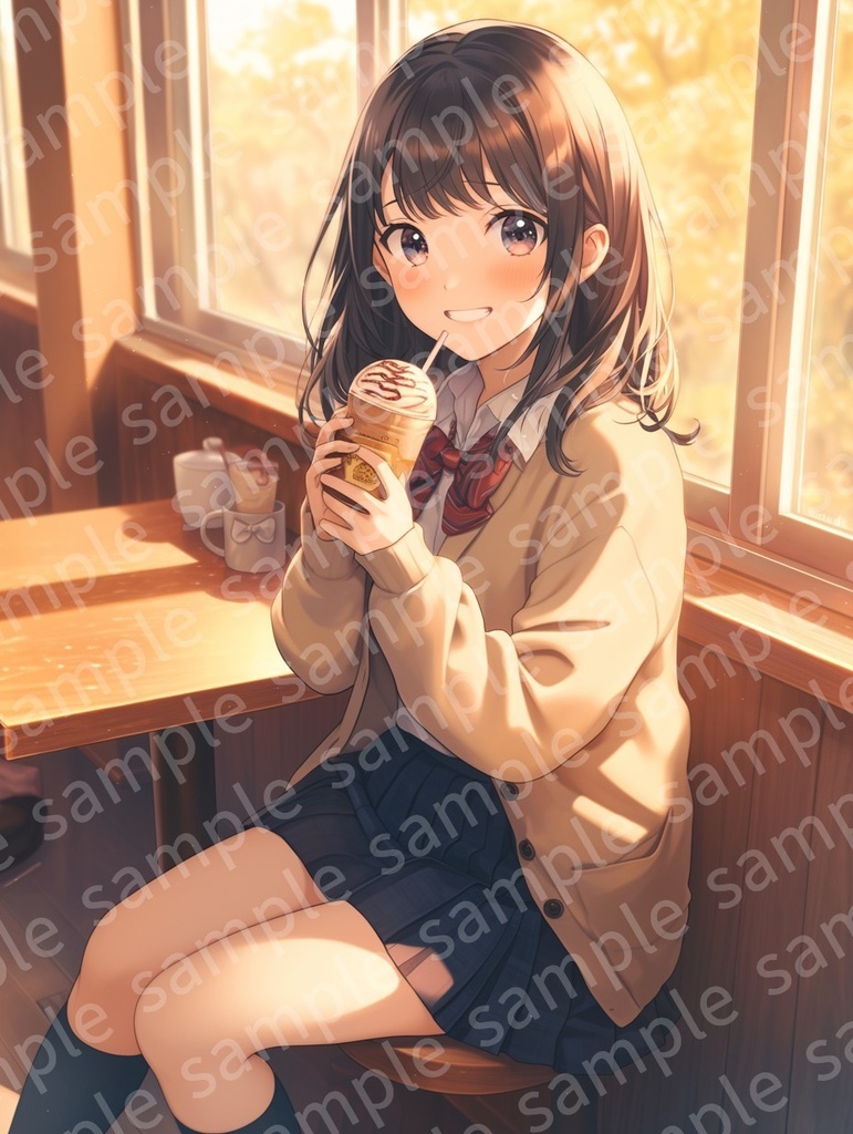 カフェでまったりする女子高生（JK）