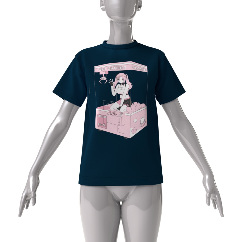 【4th Anni Merch】 UFO Babe (Momo ver.) Big Navy Blue Tee / 【4周年記念】ネイビーブルーゆったりフィットTシャツ
