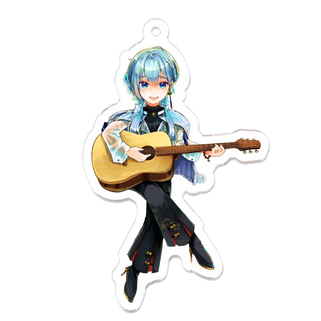 ギターをかき鳴らすアクリルキーホルダー