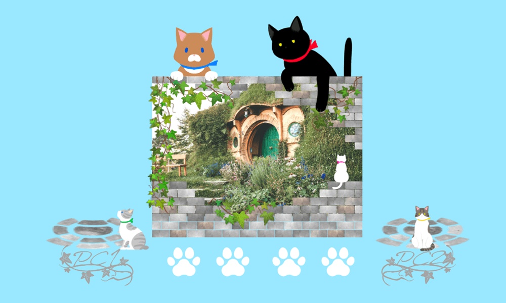 【ユドナリウム/ココフォリアzip】猫の街ルームデータ|APNG素材