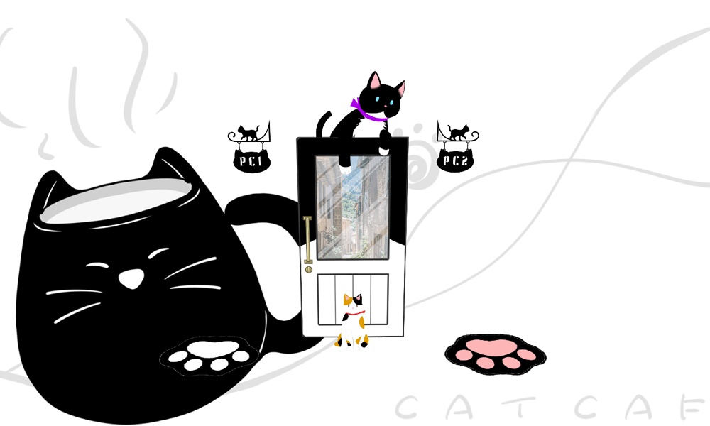 【ユドナリウム/ココフォリアzip】猫の店ルームデータ|APNG素材