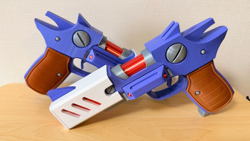 1/1 アクセルの銃|ロックマン風|完全色分け|トリガー可動|モデルガン|3Dプリント品|コスプレ用