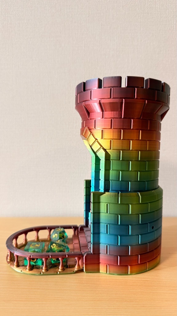 簡単リロール ダイスタワー | レインボー|虹色|ボードゲーム用 TRPG|3Dプリント品