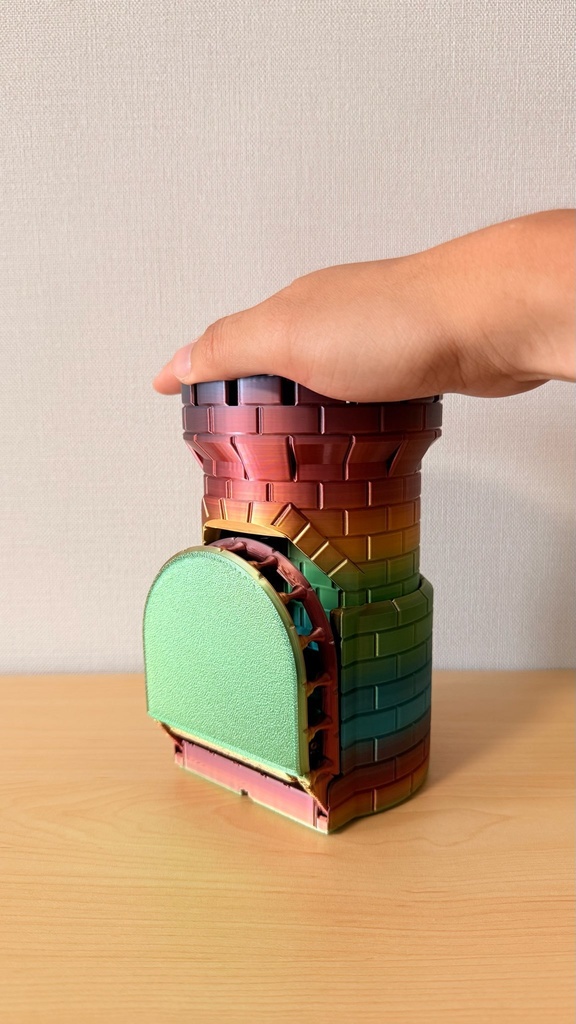 簡単リロール ダイスタワー | レインボー|虹色|ボードゲーム用 TRPG|3Dプリント品