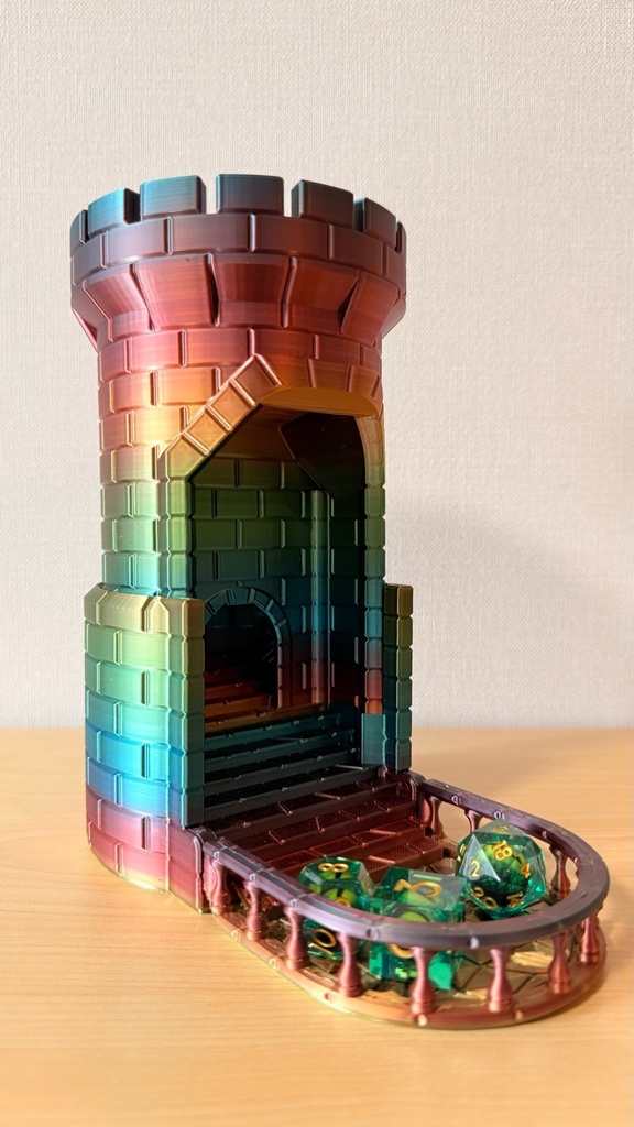 簡単リロール ダイスタワー | レインボー|虹色|ボードゲーム用 TRPG|3Dプリント品