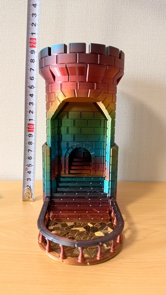 簡単リロール ダイスタワー | レインボー|虹色|ボードゲーム用 TRPG|3Dプリント品