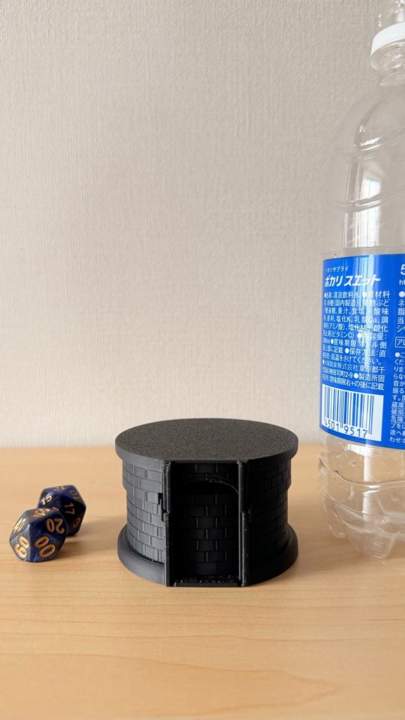 超コンパクト収納 ダイスタワー|マットブラック|中世風| TRPG|ボードゲーム|3Dプリント品
