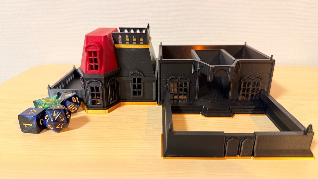 ゴシック洋館ダイスタワー|発光ライト付き|クトゥルフTRPG|マダミス|色指定可|3Dプリント品