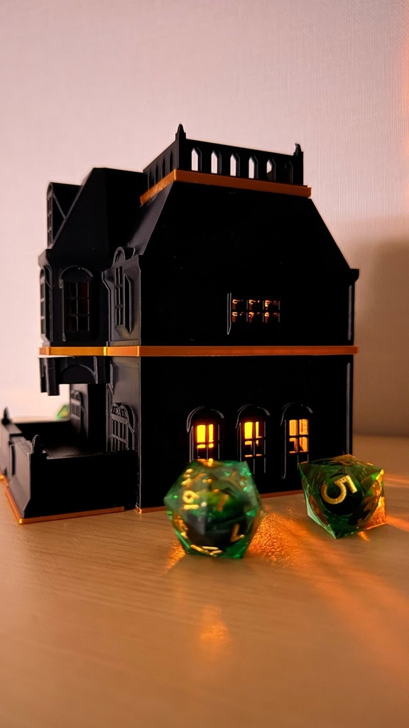 ゴシック洋館ダイスタワー|発光ライト付き|クトゥルフTRPG|マダミス|色指定可|3Dプリント品
