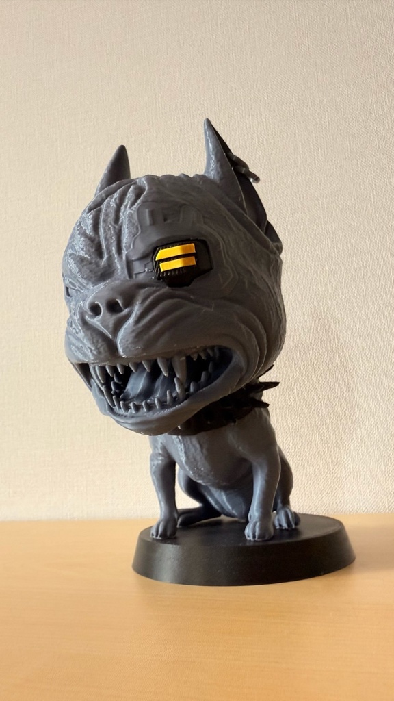 犬型ボブルヘッド|サイバーパンク風|置き物|ダッシュボード飾り|色分け済み