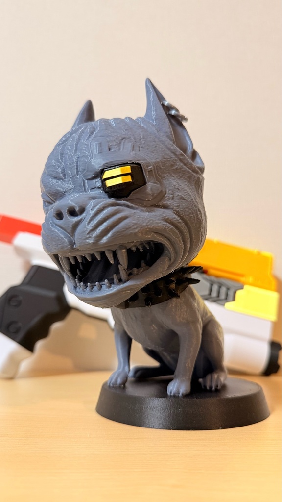 犬型ボブルヘッド｜サイバーパンク風｜置き物｜ダッシュボード飾り｜色分け済み