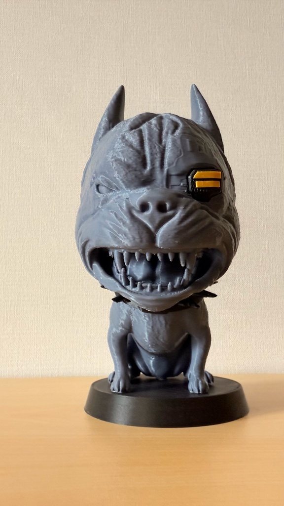 犬型ボブルヘッド|サイバーパンク風|置き物|ダッシュボード飾り|色分け済み