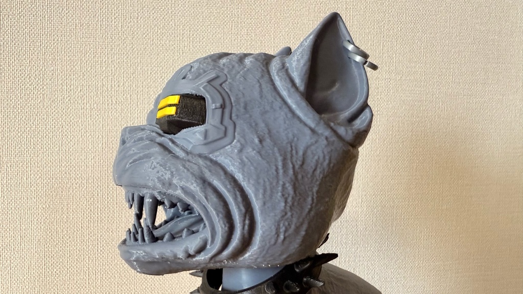 犬型ボブルヘッド|サイバーパンク風|置き物|ダッシュボード飾り|色分け済み