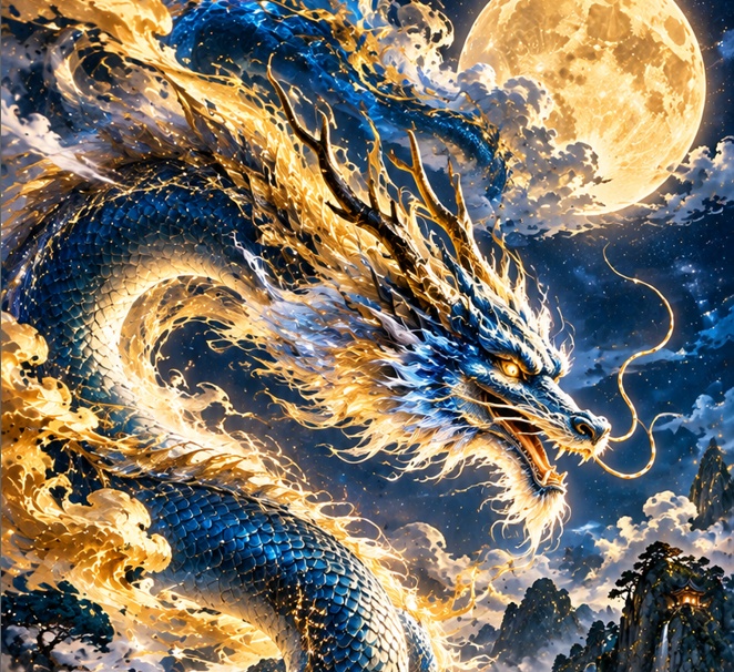 龍神蒼天｜幻想和風スマホ壁紙