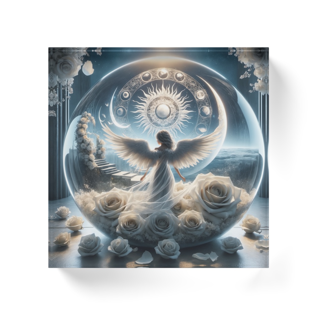 アクリルブロック - Angel in the glass ball - white 003