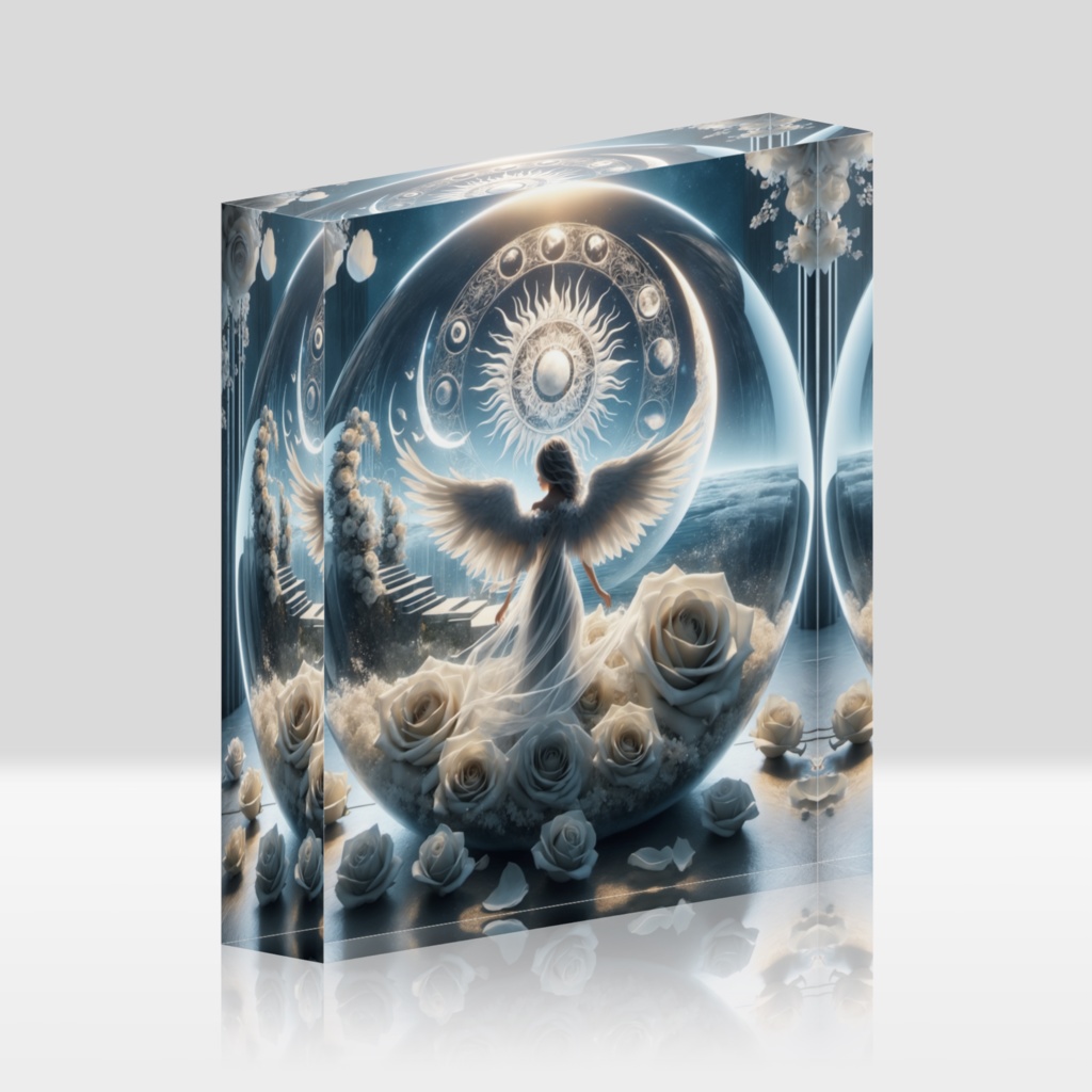 アクリルブロック - Angel in the glass ball - white 003