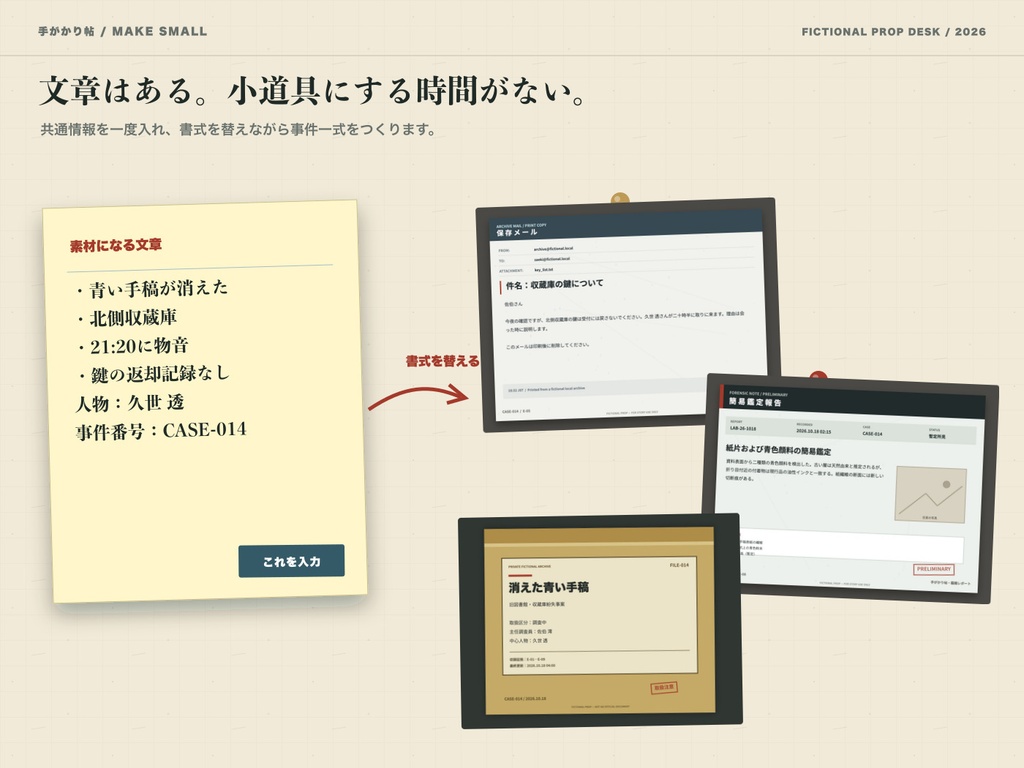 【無料版あり】手がかり帖|TRPG・マダミス用 証拠品&捜査ボードメーカー
