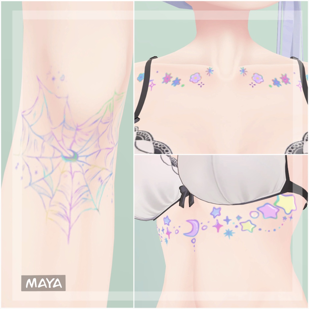 『かわいいタトゥー』Cute Tattoos 【6アバター対応】(VRC)